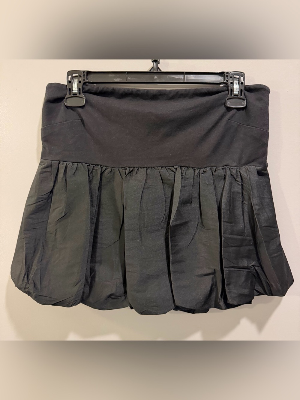 By Anthropologie Strapless Smocked Back Black Bubble Hem Top Size S